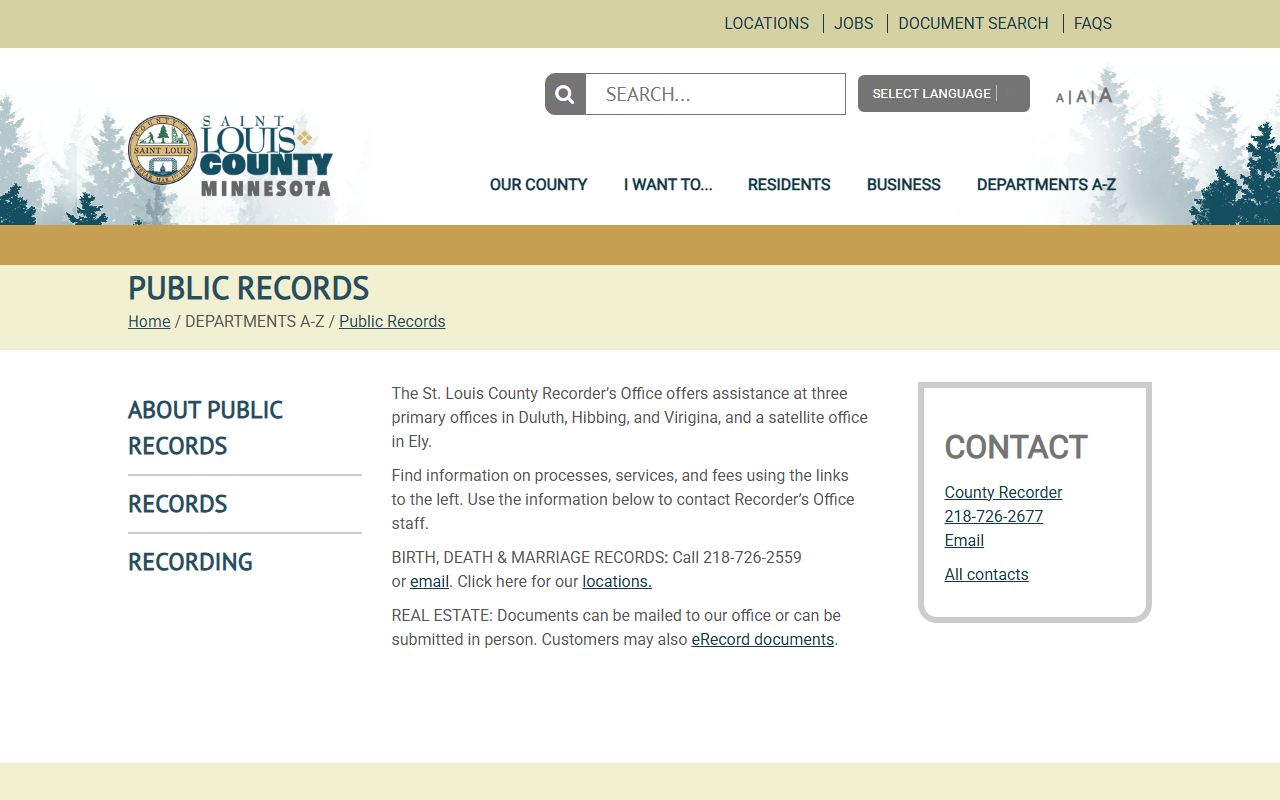 St. Louis County court administration and public records offices