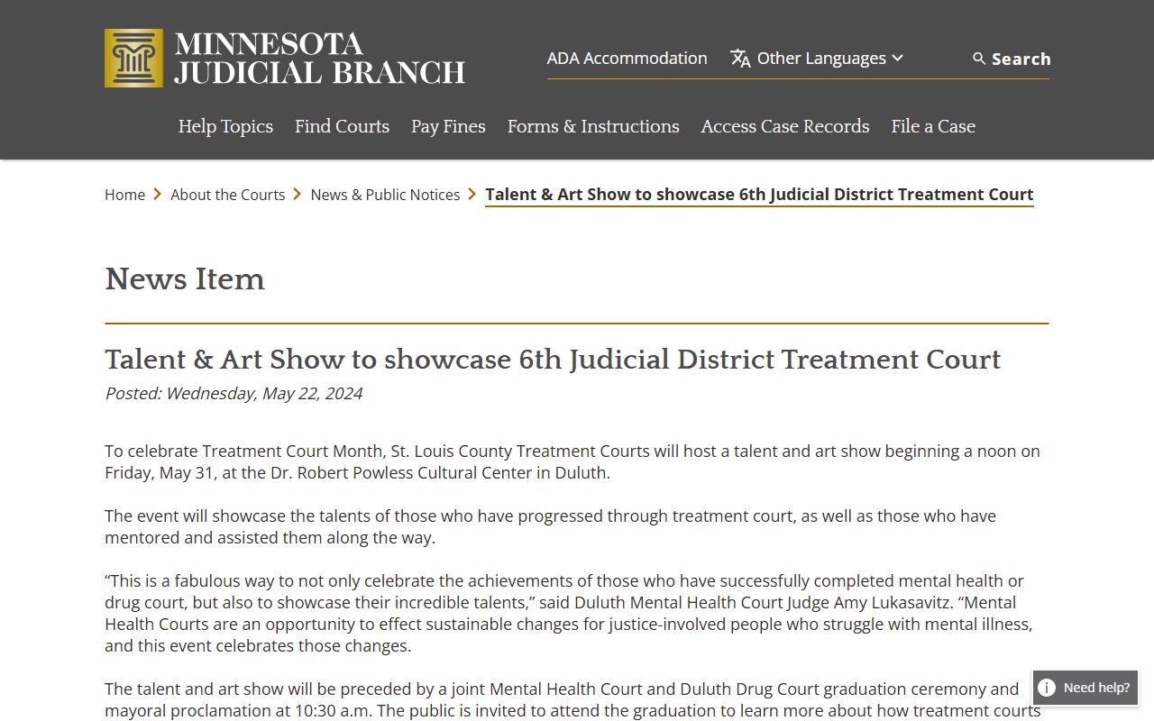 St. Louis County court administration treatment court news