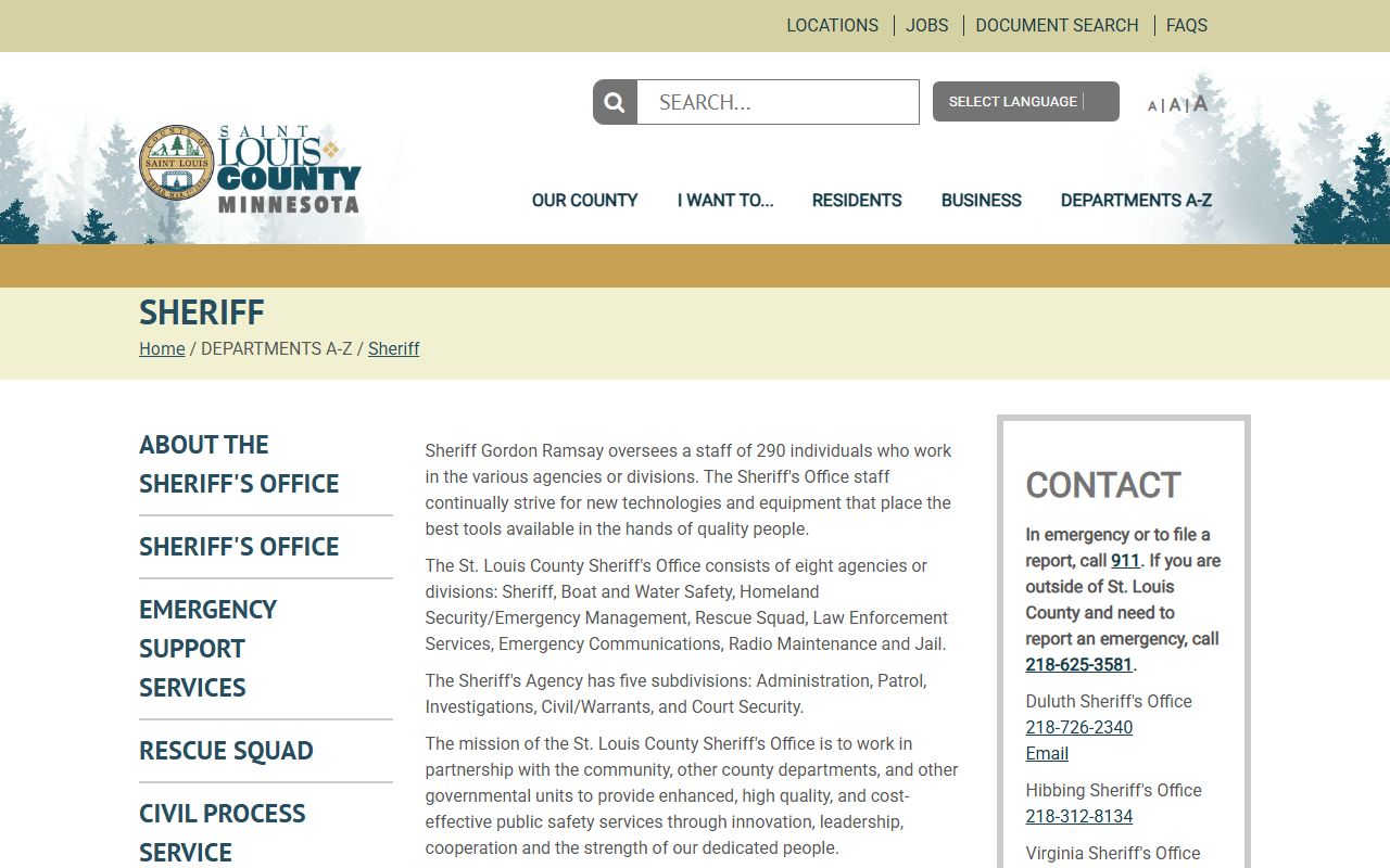 St. Louis County Sheriff office context for arrest reporting channels