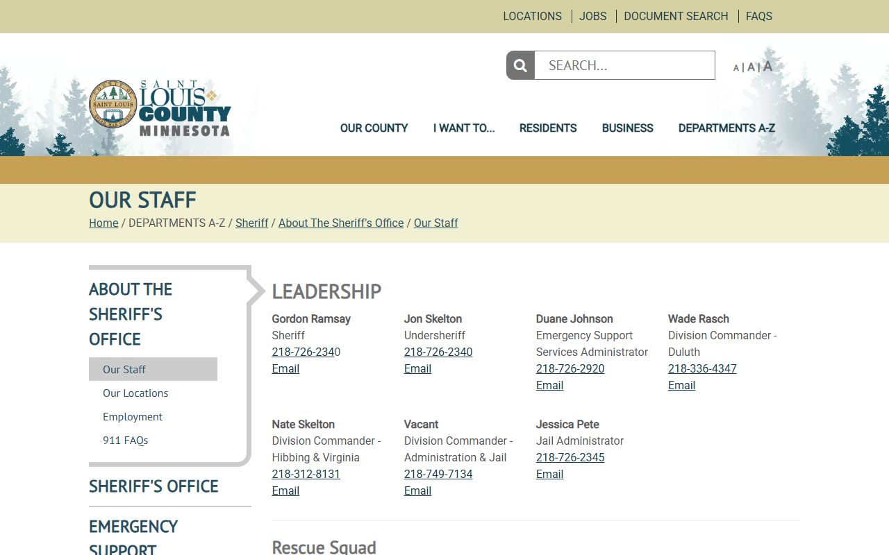 St. Louis County Sheriff staff details used for enforcement confirmation and referrals
