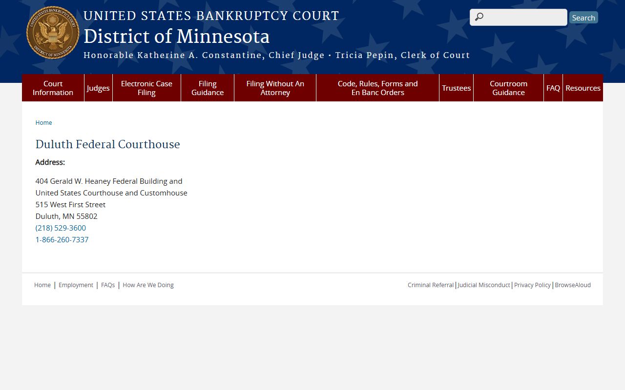 St. Louis County District Court bankruptcy court Duluth courthouse