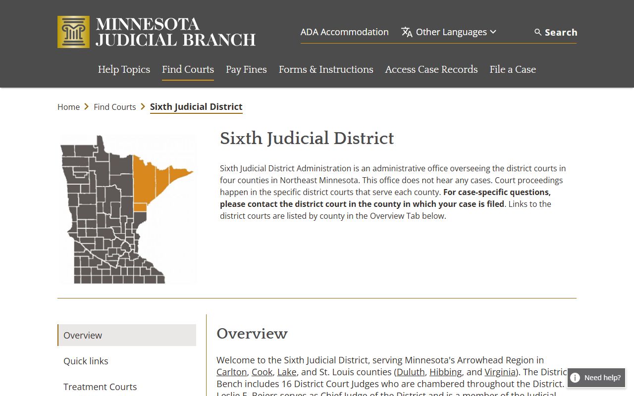 Sixth Judicial District overview with St. Louis County context