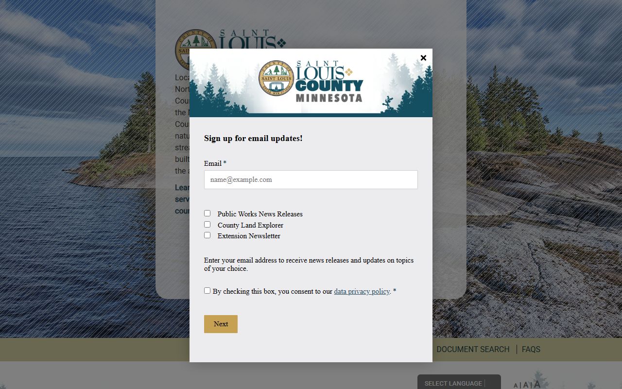 St. Louis County homepage context for jail and sheriff information