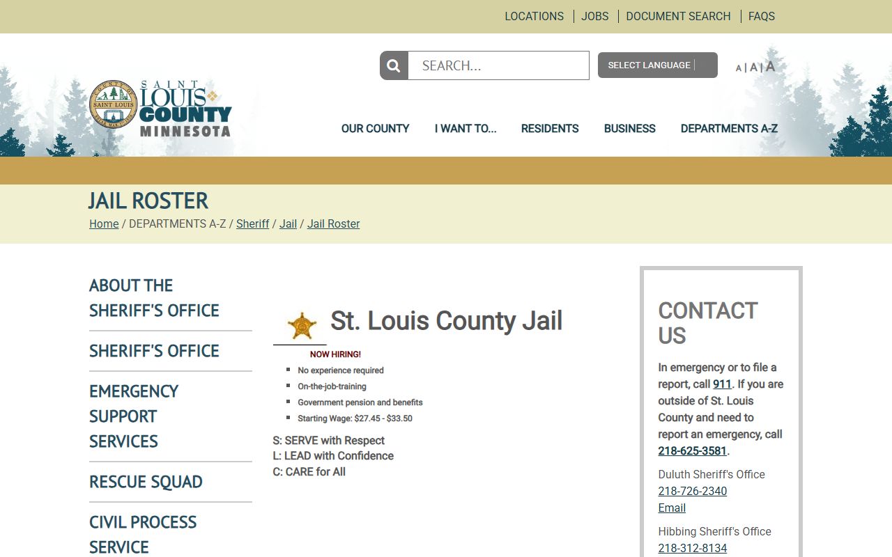 St. Louis County jail roster page and public data notices