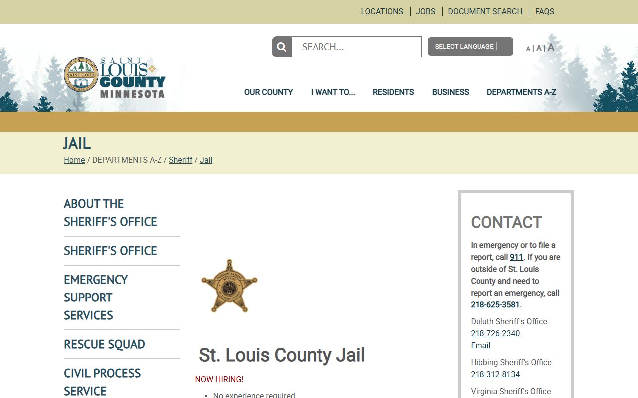 St. Louis County jail overview and program context