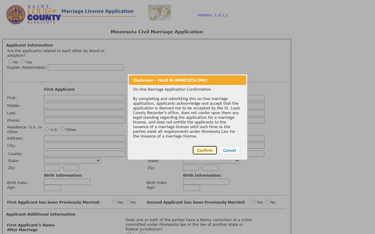 St. Louis County marriage records online marriage application