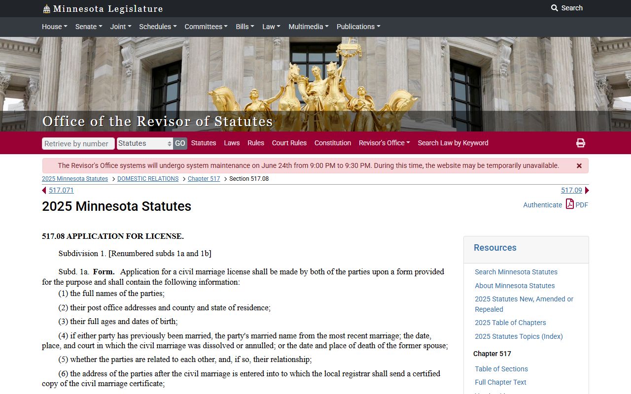 St. Louis County probate records marriage license statute