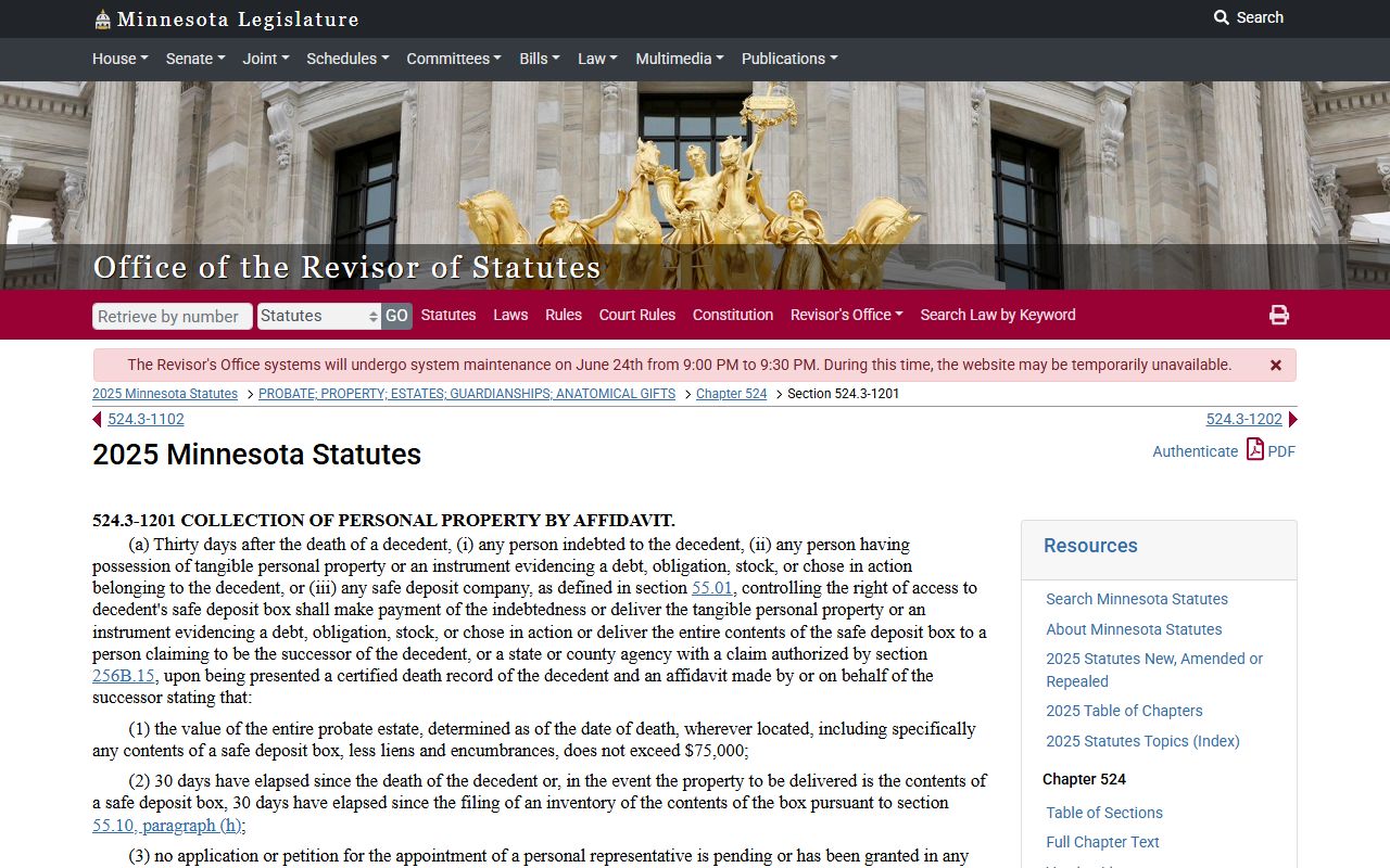 St. Louis County probate records small estate affidavit statute