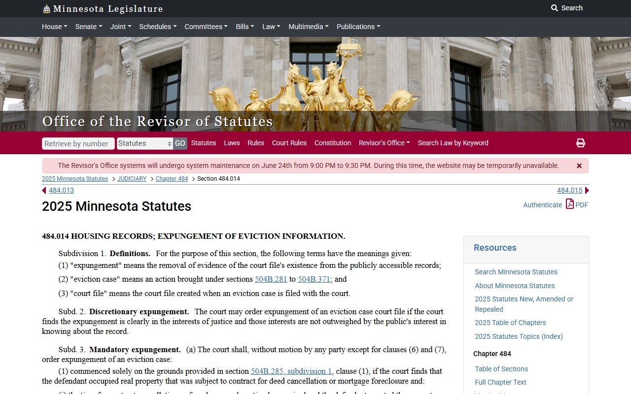 Minnesota court fee statute context for fees and filing values